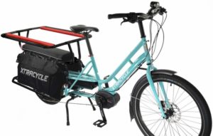 swoop x1 bicycle blue - a bike with bags and a platform around the back tire